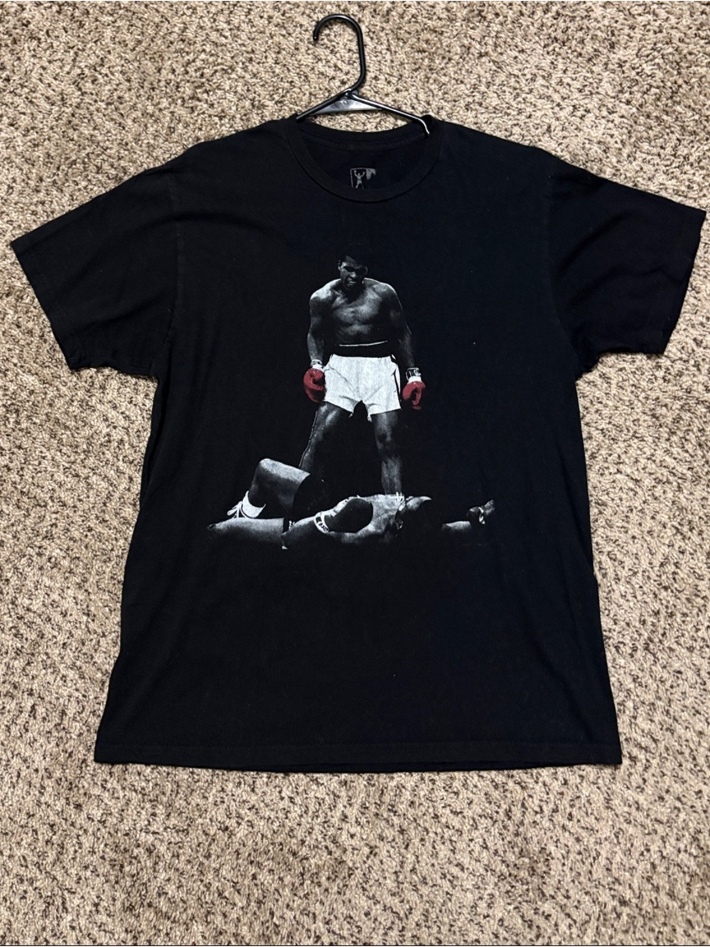Muhammad Ali Black Graphic Boxing Tee with Red Accent